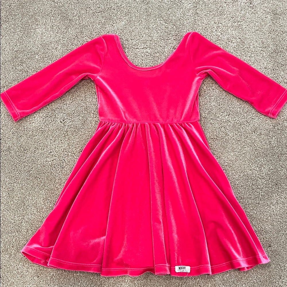 Worthy Threads Pink Velvet Toddler Twirl Dress - sz 4